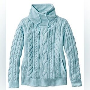 RARE LL BEAN NWT Double L Cable Funnelneck Sweater—S
